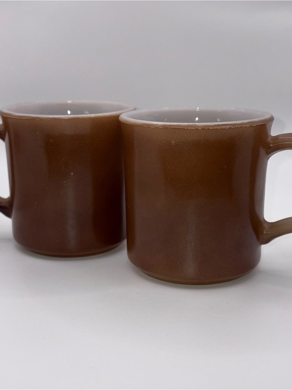 Anchor Hocking Vintage Retro Brownstone Mugs Set of 2 Nostalgic Made In USA